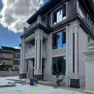 浙江 别墅干挂，芝麻白与芝麻黑完美配合