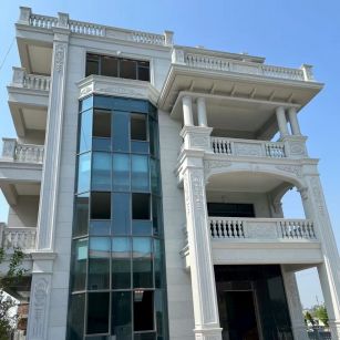 浙江 芝麻白花岗岩别墅外墙干挂效果展示