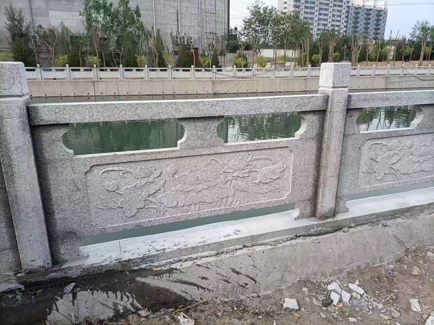 浙江 芙蓉白大花桥梁、河道，石材栏杆、围栏、护栏